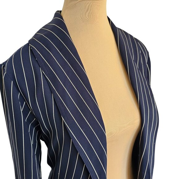 Babaton Aritzia New Kahlo Pin Stripe Navy Blue Robe Sz XS - Picture 9 of 16